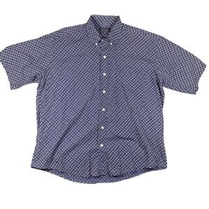 VTG Gant Rough Weather Men's L Navy Anchor Print Short Sleeve Button Up Shirt